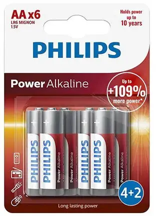 Set 6 baterii Philips POWER ALKALINE BLISTER, LR6, AA