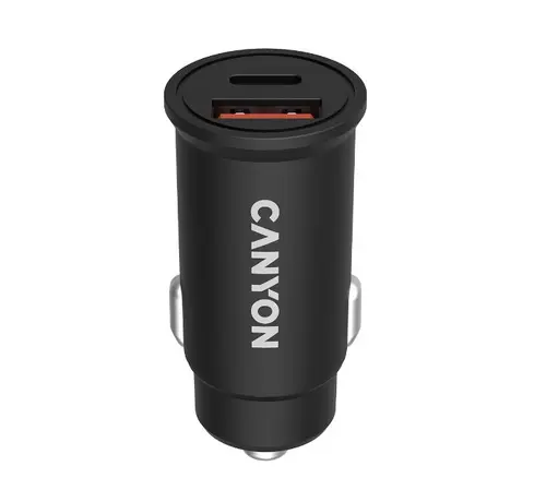 Incarcator auto Canyon CNS-CCA20B03, USB, USB Type-C (Negru)