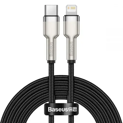 Cablu de date Baseus Cafule Metal, USB Type-C - Lightning, Power Delivery 20W, 2m, Negru