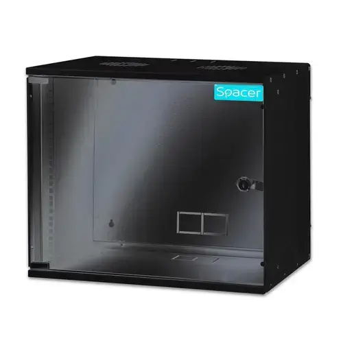 Cabinet 19inch Spacer 9U SPCW-9U-BK, fixare pe perete, dezasamblat, sarcina maxima 100Kg, Negru