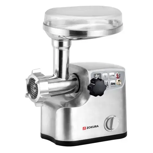 Masina electrica de tocat carne Zokura Z1242, 2000 W, 1.2 kg/min (Argintiu)
