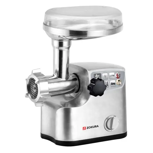 Masina electrica de tocat carne Zokura Z1242, 2000 W, 1.2 kg/min (Argintiu)