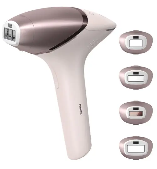Epilator IPL Philips Lumea Seria 9900 BRI977/00, Senzor Smartskin, Tehnologie SenseIQ, Conectare la aplicatie cu functii Skin AI, Utilizare cu sau fara fir, 450.000 impusuri (Rose Gold)