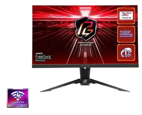 Monitor Gaming VA LED Asrock 31.5inch PG32QF2B, QHD (2560 x 1440), HDMI, DisplayPort, AMD FreeSync, Boxe, 165 Hz, 1 ms (Negru)