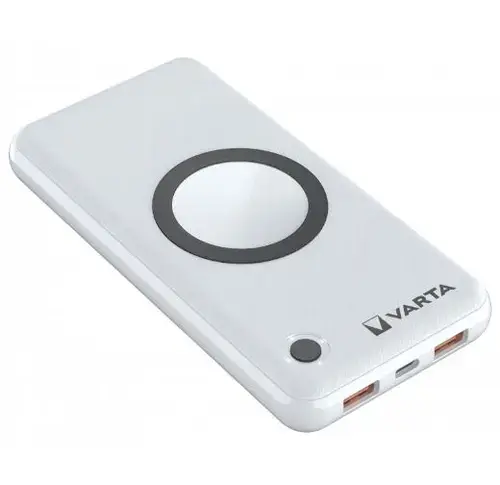 Acumulator Extern Varta Energy, 15000 mA, 20W, Incarcare Wireless, 2x USB-A, 1x USB Type-C, Power Delivery (PD), Quick Charge 3.0 (Alb)
