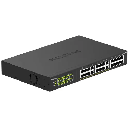 Switch NetGear GS324P, 24 Porturi, Gigabit, 16 x POE+, Desktop/Rackmount, Plug-and-Play, carcasa metal