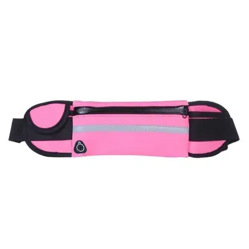 Centura Alergare Lemontti Sport cu Suport Sticla si Orificiu Pentru Casti (Roz)
