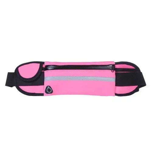 Centura Alergare Lemontti Sport cu Suport Sticla si Orificiu Pentru Casti (Roz)