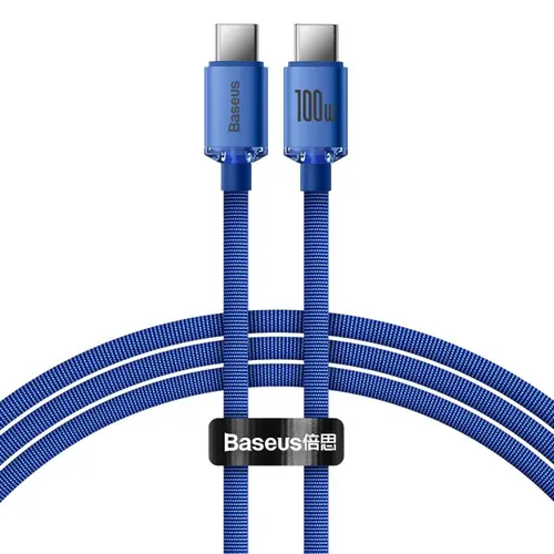 Cablu de incarcare Baseus Crystal Shine Series CAJY000603, USB Type-C la USB Type-C, 100W, 1.2m (Albastru)