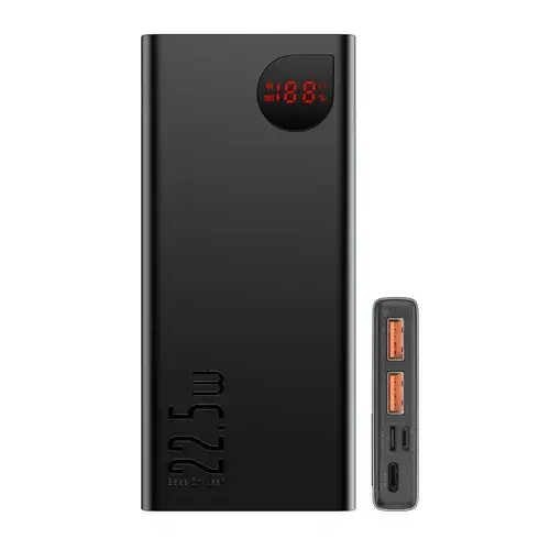 Acumulator extern Baseus Adaman Metal, 10000 mAh, 22.5W, MicroUSB, USB, USB-C (Negru)