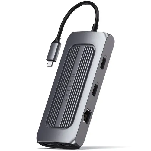 Hub USB-C Multiport Satechi MX Dual 4K HDMI 60Hz/30Hz, USB-C PD 100W, Ethernet, 1xUSB-C 5Gbps, 2xUSB-A 3.0, Micro/SD, 3.5mm audio (Gri)