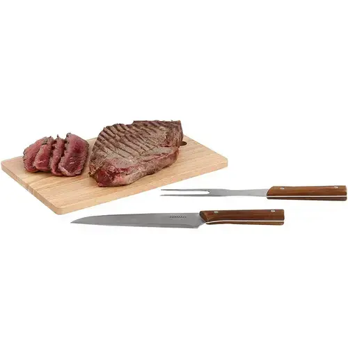 Set barbecue 3 piese BeNomad GS125, Tocator din lemn, Cutit, Furculita