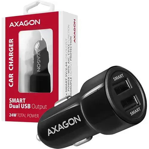 Incarcator auto AXAGON Pwc-5v5, 24 Wati, 2 x USB-A (Negru)