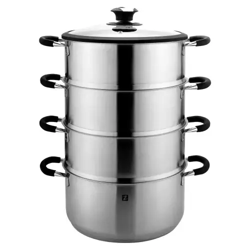 Set oale 5 piese pentru gatit la aburi Zokura Z1253, inox, 28cm/7,6L