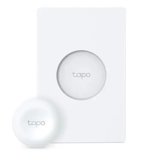 Intrerupator inteligent TP-LINK Tapo S200D, necesita hub Tapo H100 pentru functionare, 1 comutator, programare prin smartphone aplicatia Tapo, 1 x baterie CR2032, WiFi (Alb)