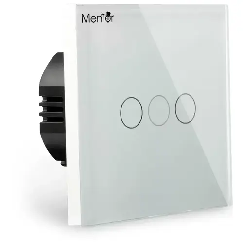 Intrerupator touch triplu Smart wireless Mentor ES044 WiFi 3x600W 10A cu NUL