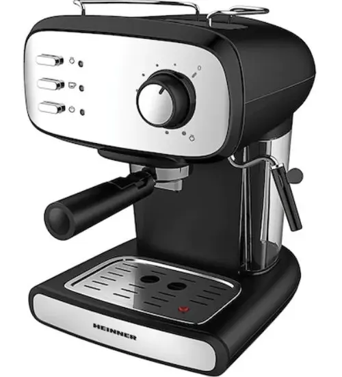 Espressor manual Heinner Black Boquette HEM-1100BKX, 850 W, 15 Bari, 1.2 L (Negru/Argintiu)