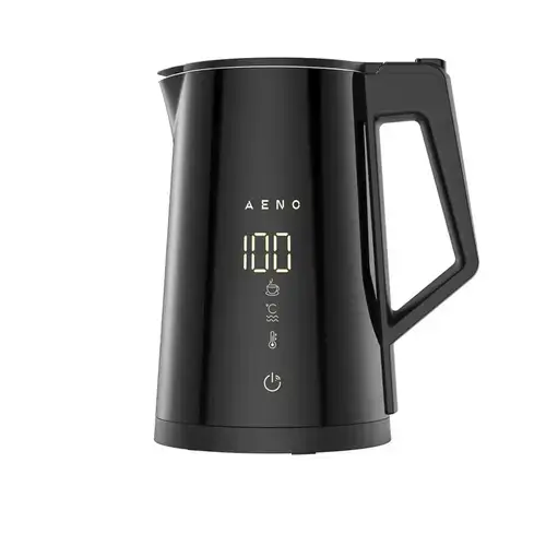 Fierbator electric inteligent Aeno AEK0007S, controler Strix , 1.7 l, filtru de calcar, protectie la fierbere uscata, corp cu pereti dubli neincalzitor, vas interior fara sudura din otel inoxidabil, afisaj LED, setari de temperatura (Negru)