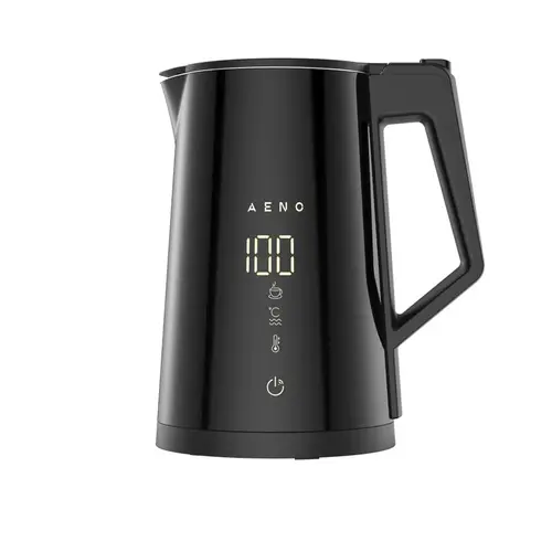 Fierbator electric inteligent Aeno AEK0007S, controler Strix , 1.7 l, filtru de calcar, protectie la fierbere uscata, corp cu pereti dubli neincalzitor, vas interior fara sudura din otel inoxidabil, afisaj LED, setari de temperatura (Negru)