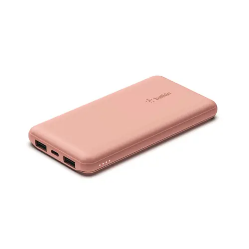 Acumulator Extern Belkin, 10000 mAh, Type-C/USB, 15W, Cablu 15 cm (Roz)