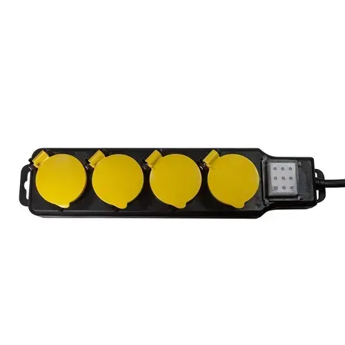 Prelungitor Logilink LPS254, 4 prize Schuko, conectare Schuko tata cablu 1.5 m, 16 A, protectie stropire cu apa, Negru/Galben