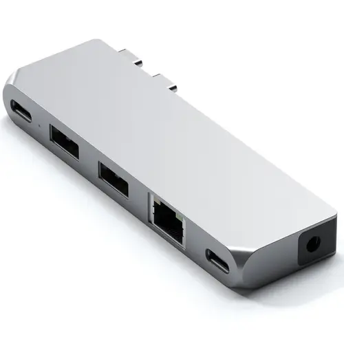 Hub Usb Satechi Pro Hub Mini din aluminiu 1x USB4 96W, 1x HDMI 6K 60Hz, 2 x USB-A 3.0, 1x Ethernet, 1x USB-C, 1x Audio (Argintiu)