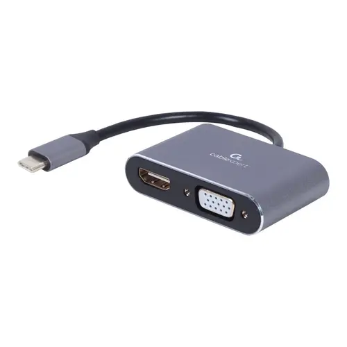 Convertor Gembird A-USB3C-HDMIVGA-01, USB Type-C, HDMI, VGA (Gri)