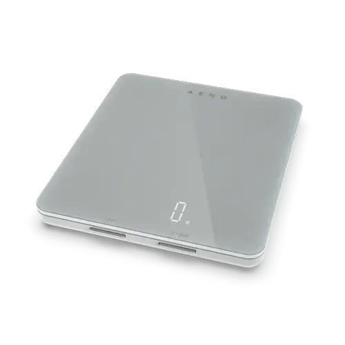 Cantar de bucatarie Aeno AKS0001S, control electronic, tara si RNI, sincronizare cu aplicatie Aeno prin Bluetooth 4.2, analiza nutritiei alimentelor (calorii, proteine, grasimi, colesterol) 8kg, 1g, display LED (Alb)
