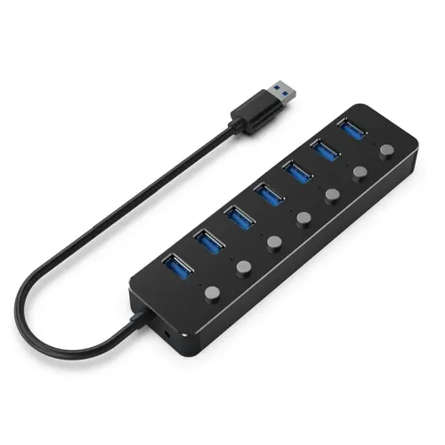 Hub USB Gembird UHB-U3P7P-01, 7x USB 3.2, 0.24m (Negru)