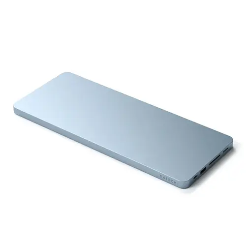 Docking station Satechi Slim pentru iMac 24inch, 1 x Port Upstream Tip C, 2 x USB 2.0, 1 x Micro SD, 1 x card SD, 1 x USB-A, 1 x slot SSD M.2, 1 x USB-C cablu inclus, Albastru