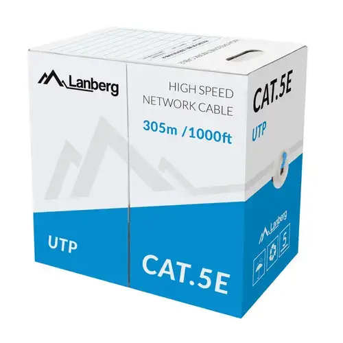 Rola cablu UTP Lanberg 42761, cat.5e, lungime 305m, AWG 24, 100 MHz, solid CCA, ethernet
