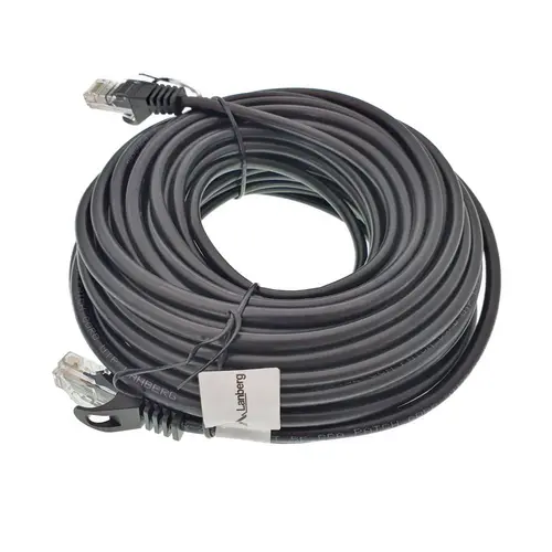 Cablu UTP, Lanberg 40676, cat 5e, lungime 15m, mufat 2xRJ45 AWG 26, 100 MHz, de legatura retea, ethernet, Negru