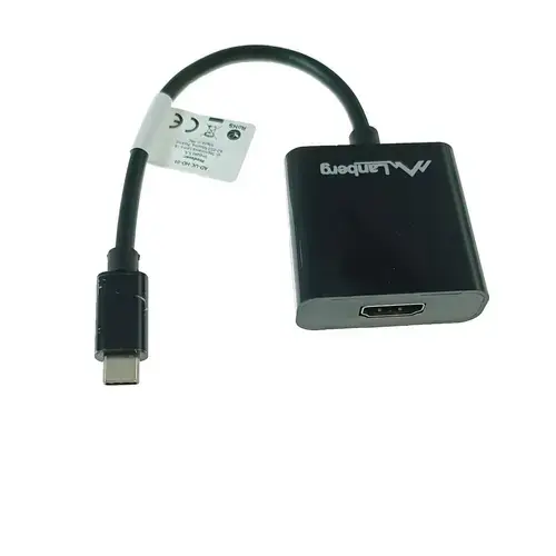 Adaptor Lanberg 41848, USB-C tata - HDMI mama,  FHD, 2.7Gbps, cablu 15cm, Negru