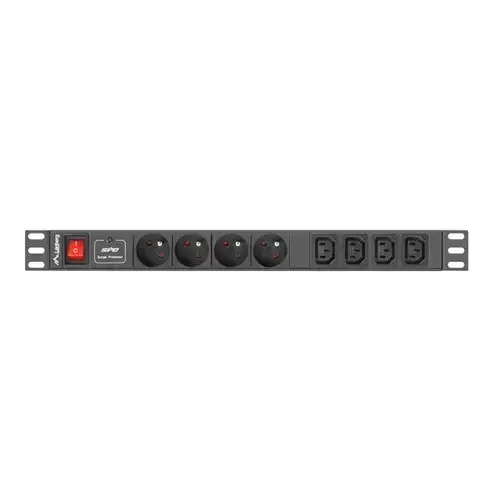 Prelungitor PDU Lanberg PDU-04E04I-0200-IEC-BK, 1U, 10A, 8 prize, 2m (Negru)