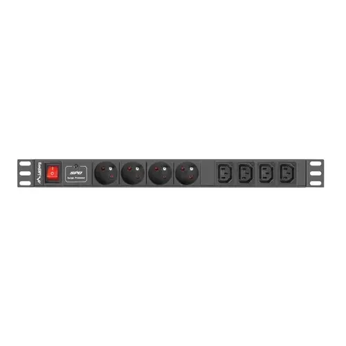 Prelungitor PDU Lanberg PDU-04E04I-0200-IEC-BK, 1U, 10A, 8 prize, 2m (Negru)