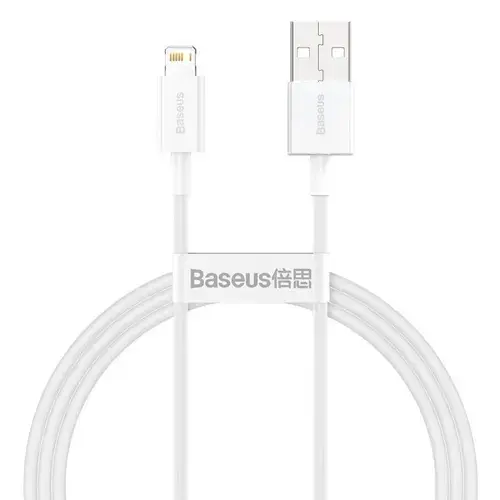 Cablu de date Baseus CALYS-A02, USB, Lightning, 2.4A, 1m (Alb)