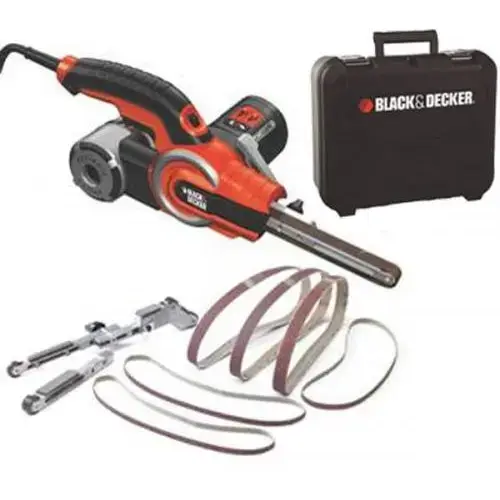Slefuitor cu banda, Black Decker, 400 W, 900 - 1400 rpm, Negru/Rosu