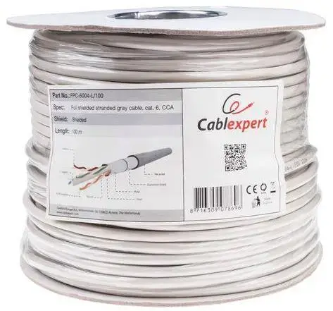 Cablu FTP Gembird FPC-6004-L/100, CAT.6, 100m (Gri)