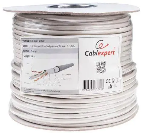 Cablu FTP Gembird FPC-6004-L/100, CAT.6, 100m (Gri)