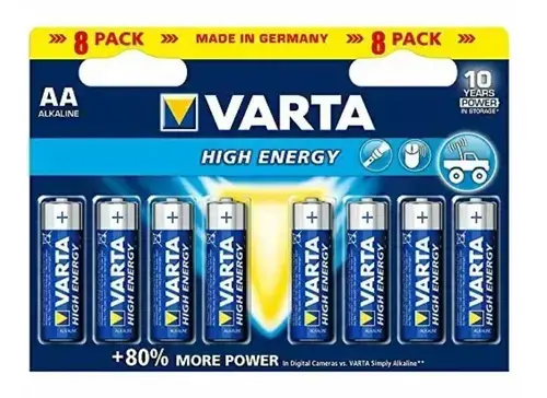 Baterii Alcaline VARTA High Energy AA, 8 buc