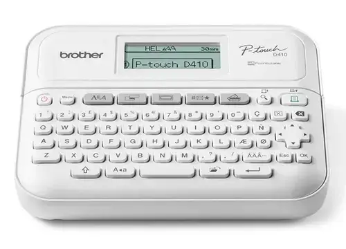 Imprimanta de etichete Brother PT-D410VP, USB 2.0, 180 DPI + carcasa (Alb)