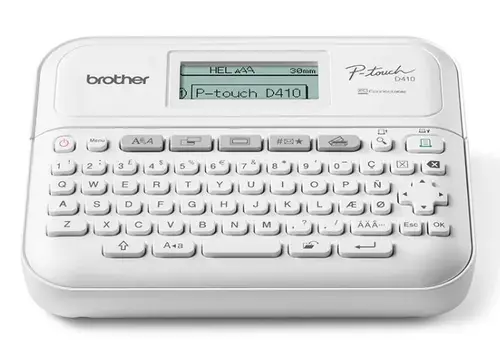 Imprimanta de etichete Brother PT-D410VP, USB 2.0, 180 DPI + carcasa (Alb)