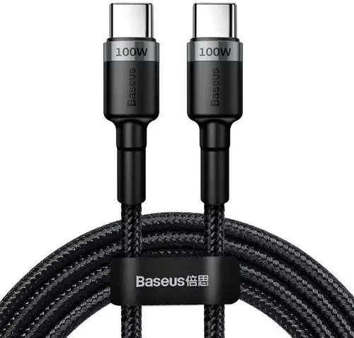 Cablu de date  Baseus Cafule CATKLF-ALG1, USB-C la USB-C, 100W, PD 2.0, Quick Charge 3.0, 2m (Negru)