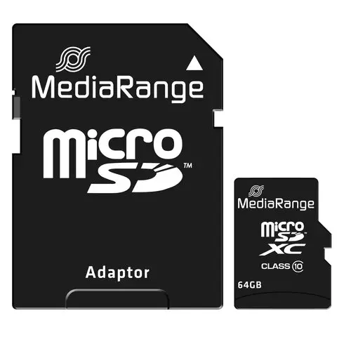 Card de memorie MediaRange MR955, microSDXC, 64 GB, clasa 10 + Adaptor SD