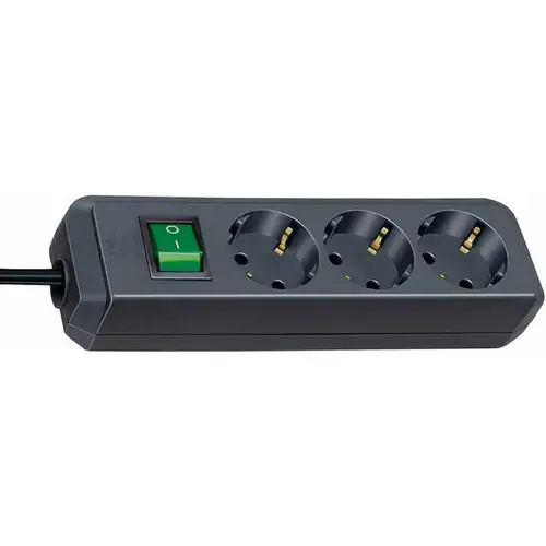 Prelungitor cu priza multipla Brennestuhl, 3 posturi, 3m, Switch, Eco-Line (Negru)