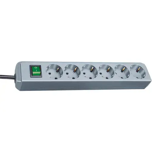 Prelungitor Brennenstuhl Eco-Line, 6 prize, Protectie Copii, Intrerupator, 1.5m (Gri)
