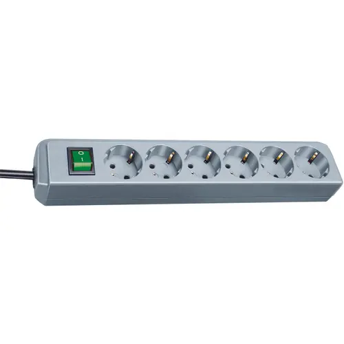 Prelungitor Brennenstuhl Eco-Line, 6 prize, Protectie Copii, Intrerupator, 1.5m (Gri)
