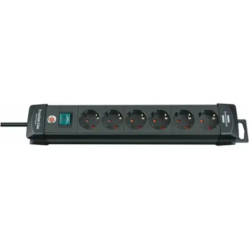 Prelungitor cu priza multipla Brennenstuhl, 6 Prize, 3m, Switch, Premium-Line (Negru)