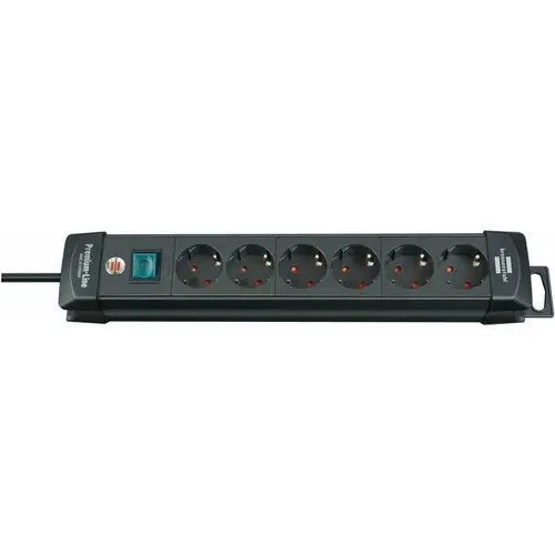 Prelungitor cu priza multipla Brennenstuhl, 6 Prize, 3m, Switch, Premium-Line (Negru)
