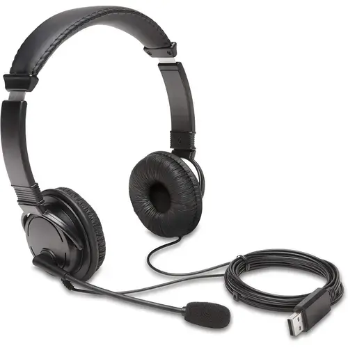 Casti Kensington K33065WW, reglabile, microfon cu anulare sunet inclus, conexiune cablu USB-C (Negru)